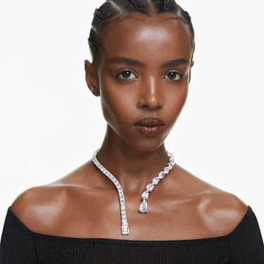 Matrix open necklace - Mixed cuts - White - Rhodium plated 5692517