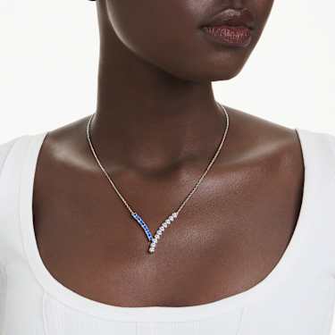 Matrix pendant - Mixed cuts - Blue - Rhodium plated 5732265