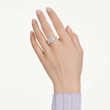 Matrix ring - Baguette cut - Knot - White - Rhodium plated 5727112