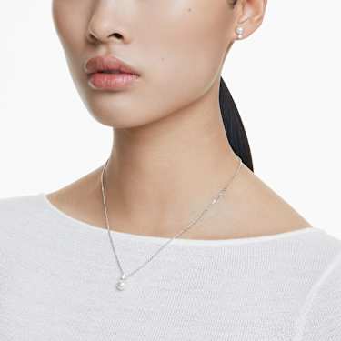 Matrix set - Crystal pearl - Round cut - White - Rhodium plated 5689624