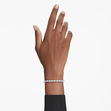 Matrix Tennis bracelet - Baguette cut - White - Rhodium plated 5707200