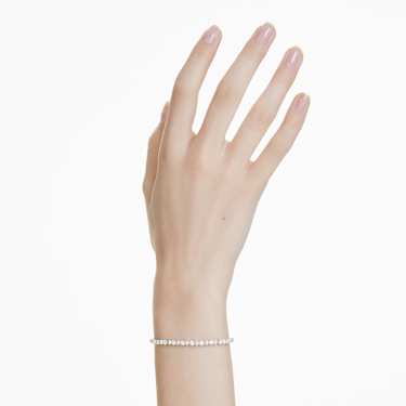 Matrix Tennis bracelet - Crystal pearl - Round cut - White - Rhodium plated 5689633