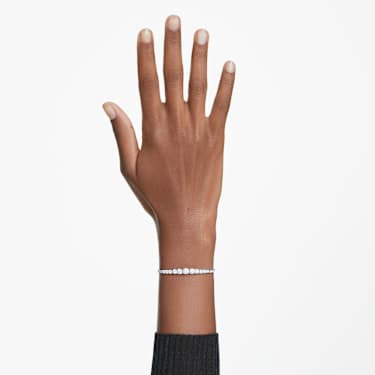 Matrix Tennis bracelet - Gradient of round cuts - White - Rhodium plated 5690677