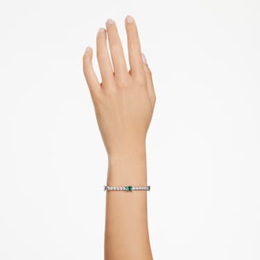 Matrix Tennis bracelet - Mixed cuts - Green - Rhodium plated 5666422