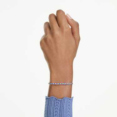 Matrix Tennis bracelet - Mixed round cuts - Blue - Rhodium plated 5725854