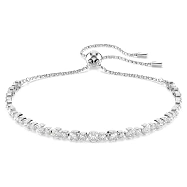 Matrix Tennis bracelet - Mixed round cuts - White - Rhodium plated 5677813