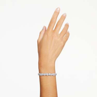 Matrix Tennis bracelet - Pear cut - White - Rhodium plated 5598350
