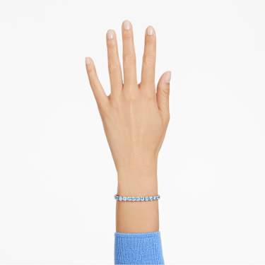 Matrix Tennis bracelet - Round cut - Blue - Rhodium plated 5648927