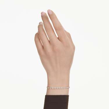 Matrix Tennis bracelet - Round cut - White - Gold-tone plated 5730709