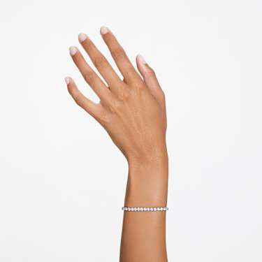 Matrix Tennis bracelet - Round cut - White - Rhodium plated 5648936
