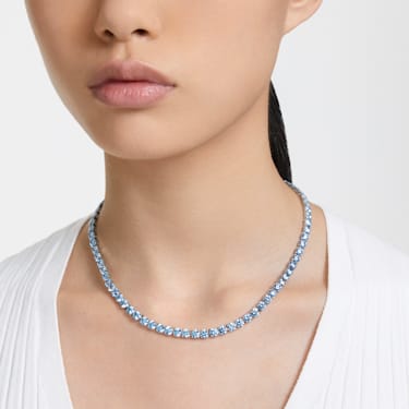 Matrix Tennis necklace - Round cut - Medium - Blue - Rhodium plated 5661187