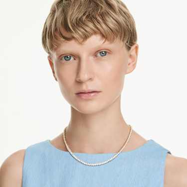 Matrix Tennis necklace - Round cut - White - Gold-tone plated 5681795