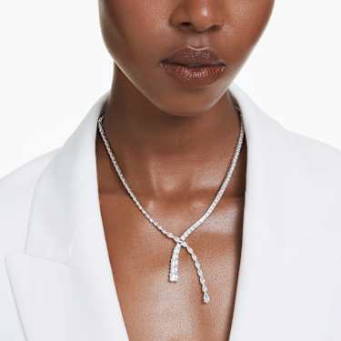 Matrix Y necklace - Mixed cuts - White - Rhodium plated 5692533