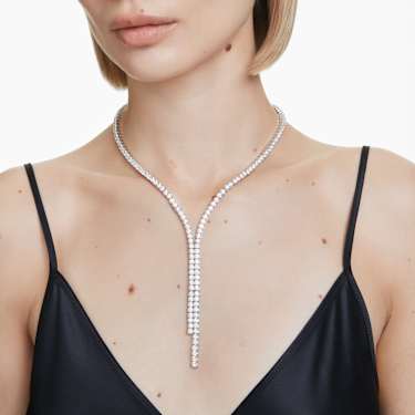 Matrix Y necklace - Round cut - White - Rhodium plated 5707988