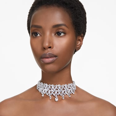 Mesmera choker - Mixed cuts - White - Rhodium plated 5661523