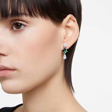 Mesmera drop earrings - Mixed cuts - Green - Rhodium plated 5665878