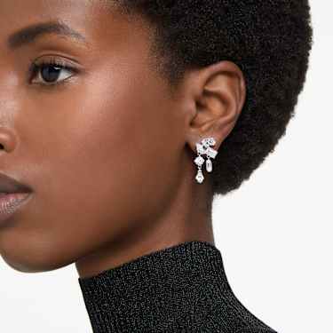 Mesmera drop earrings - Mixed cuts - White - Rhodium plated 5665825