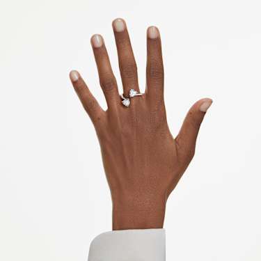 Mesmera open ring - Heart cut - Pavé - White - Rhodium plated 5705591