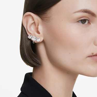 Millenia clip earrings - Octagon cut - White - Rhodium plated 5701274