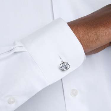 Millenia cufflinks - Octagon cut - White - Rhodium plated 5733306