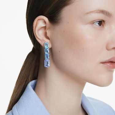 Millenia drop earrings - Octagon cut - Color gradient - Blue - Rhodium plated 5696516