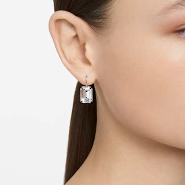 Millenia drop earrings - Octagon cut - White - Rhodium plated 5636569