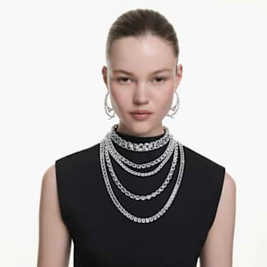 Millenia layered necklace - Mixed cuts - White - Rhodium plated 5717913