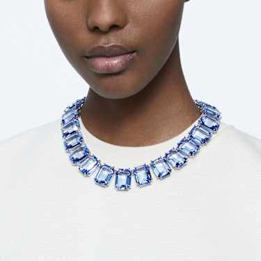 Millenia necklace - Oversized crystals - Octagon cut - Blue - Rhodium plated 5714397