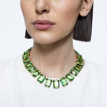 Millenia necklace - Oversized crystals - Octagon cut - Green - Gold-tone plated 5714396