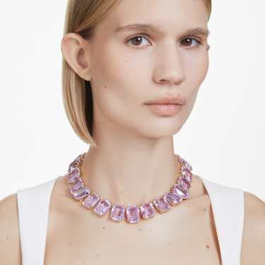 Millenia necklace - Oversized crystals - Octagon cut - Purple - Gold-tone plated 5730323