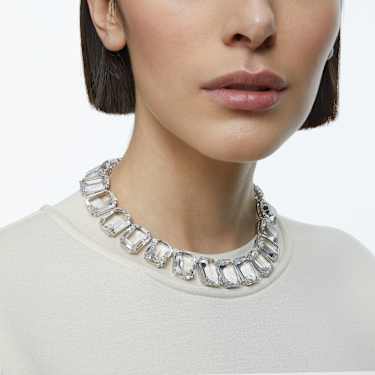 Millenia necklace - Oversized crystals - Octagon cut - White - Rhodium plated 5714395
