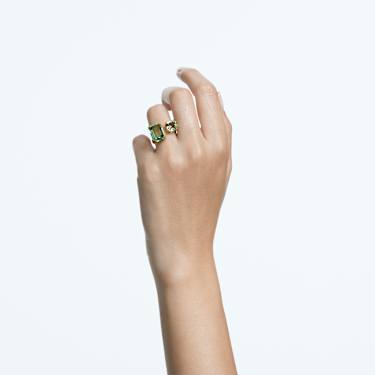 Millenia open ring - Octagon cut - Green - Gold-tone plated 5614923