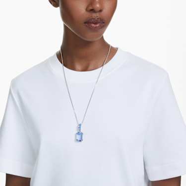Millenia pendant - Octagon cut - Blue - Rhodium plated 5696518