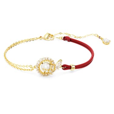 Snake bracelet - Crystal pearl - Mixed cuts - Year of the Snake - Red - Gold-tone plated 5714850