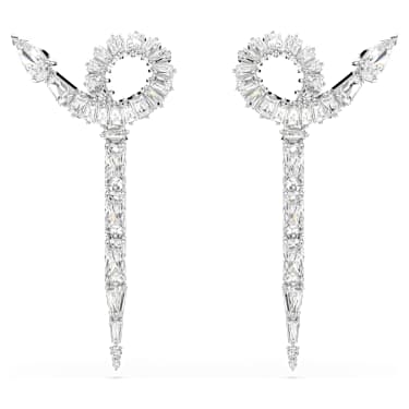 Snake drop earrings - Mixed cuts - Year of the Snake - White - Rhodium plated 5698891