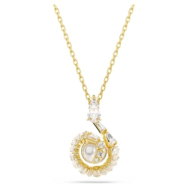 Snake pendant - Crystal pearl - Mixed cuts - Year of the Snake - White - Gold-tone plated 5698887