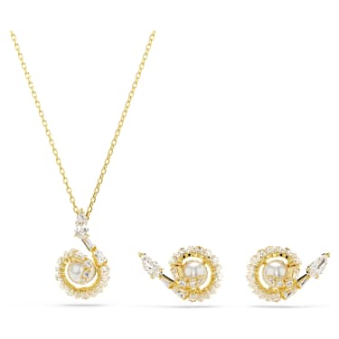 Snake set - Crystal pearl - Mixed cuts - Year of the Snake - White - Gold-tone plated 5698886