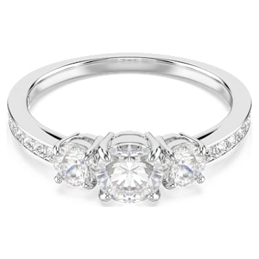 Stilla Attract ring - Round cut - White - Silver-tone finish 5655713