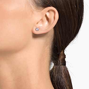 Stilla Attract stud earrings - Round cut - White - Rhodium plated 5408436