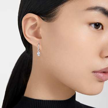 Stilla drop earrings - Pear cut - Round cut - White - Rhodium plated 5636716