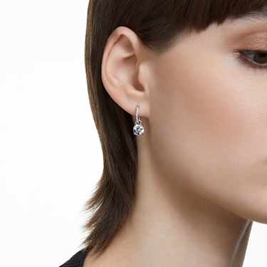 Stilla drop earrings - Round cut - White - Rhodium plated 5636717
