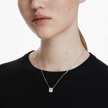 Stilla pendant - Octagon cut - White - Rhodium plated 5693405