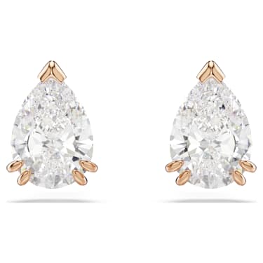 Stilla stud earrings - Pear cut - White - Rose gold-tone plated 5734248