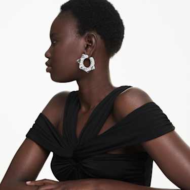 Sublima hoop earrings - Spike - White - Rhodium plated 5723287