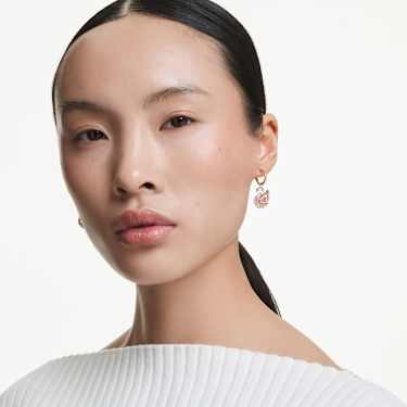 Swan drop earrings - Pavé - Swan - Pink 5732415