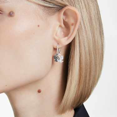 Swan drop earrings - Swan - Black - Mixed metal finish 5705728