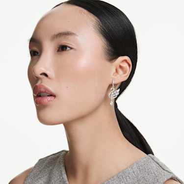 Swan earrings - Swan - White - Rhodium plated 5723388