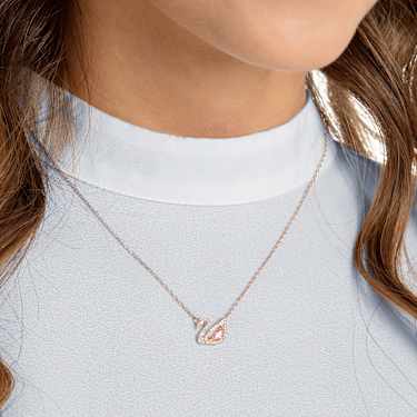 Swan necklace - Swan - Pink - Rose gold-tone plated 5469989