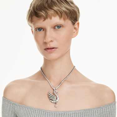 Swan pendant and brooch - Swan - White - Ruthenium plated 5723411