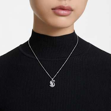 Swan pendant - Swan - Medium - White - Rhodium plated 5647872
